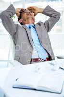 Worried businessman working at his desk