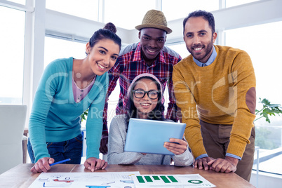 Portrait of cheerful confident business team