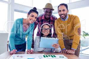 Portrait of cheerful confident business team