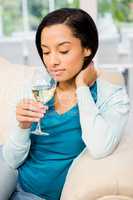 Peaceful brunette up to drink white whine