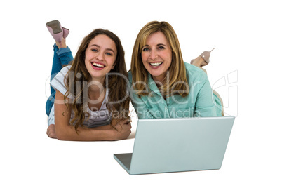 Mother and daughter watch computer