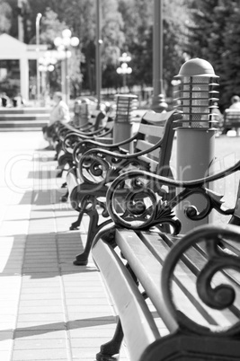 benches stand in a row