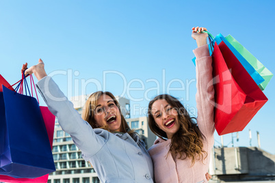 Mother and daughter excited