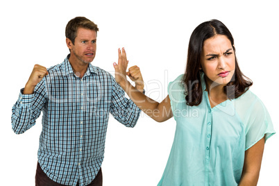 Angry girlfriend not listening to her boyfriend