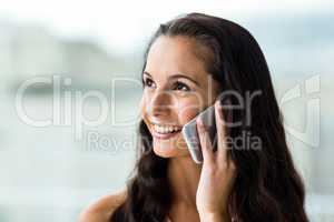 Smiling woman on phone call