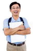 Portrait of happy man holding documents