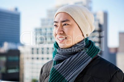 Cheerful man in warm clothing