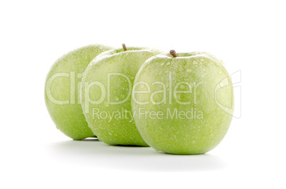 Three fresh green apples