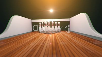 Bowling strike realistic timewarp 3d animation