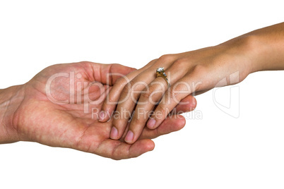 Close-up of couple holding hands