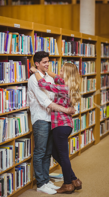 Student couple embracing each other