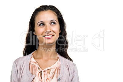 Smiling woman looking up