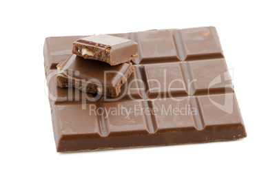 Closeup detail of chocolate with almods parts Closeup detail of chocolate with almods parts