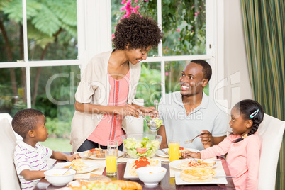 Happy family enjoying their meal