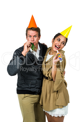 Cheerful couple celebrating birthday