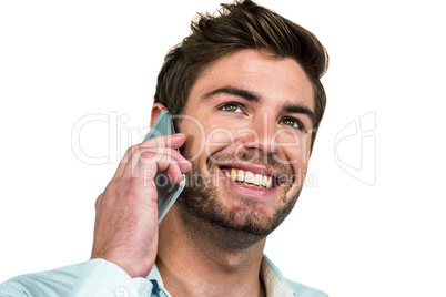 Smiling man on phone call