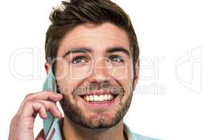 Smiling man on phone call