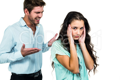 Frustrated couple having argument