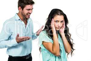 Frustrated couple having argument