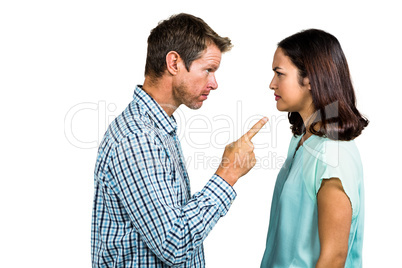 Frustrated couple arguing with each other
