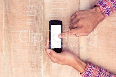 Directly above shot of man texting