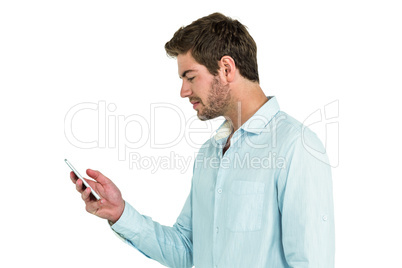 Handsome man using smartphone