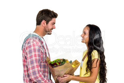 Couple with flower bouquet