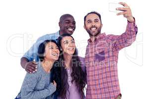 Multi-ethnic friends taking selfie