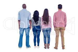 Rear view of multi-ethnic friends standing