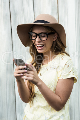 Smiling happy woman using mobile Smiling happy woman using mobile