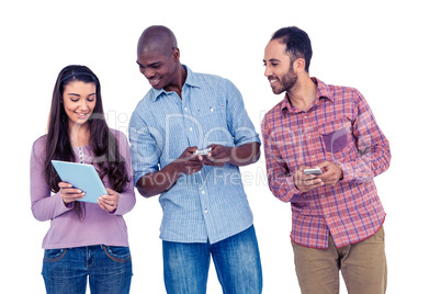 Businesswoman showing tablet PC to businessmen