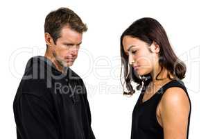 Irritated couple not talking after argument