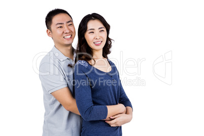 Cheerful couple embracing