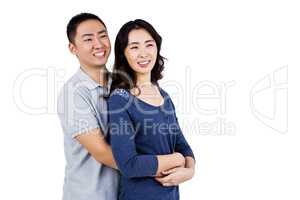 Cheerful couple embracing