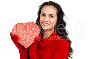 Smiling woman holding gift box