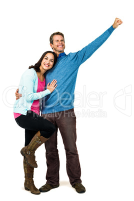 Happy successful man with girlfriend