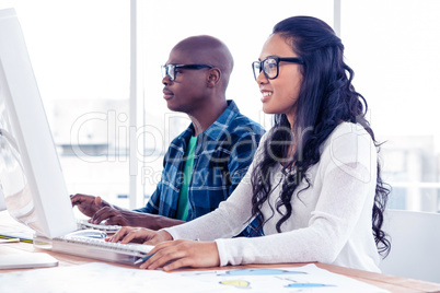 Business people working typing on keyboard