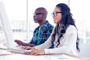 Business people working typing on keyboard