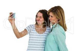 Mother and daughter make a selfie