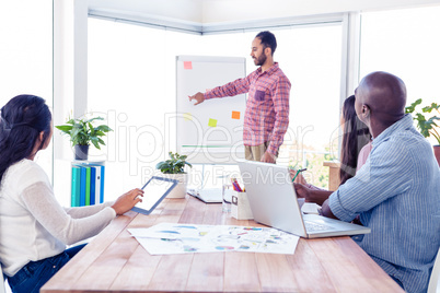 Businessman giving presentation to team