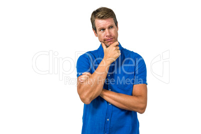 Thoughtful man with hand on chin