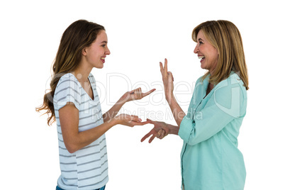 Mother and daughter talking