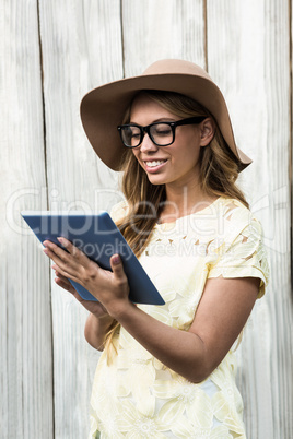 Smiling female with glasses