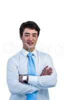 Smiling asian businessman with crossed arms