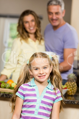 Portrait of cute child in kitchen