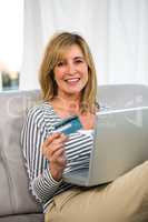 Woman paying on internet