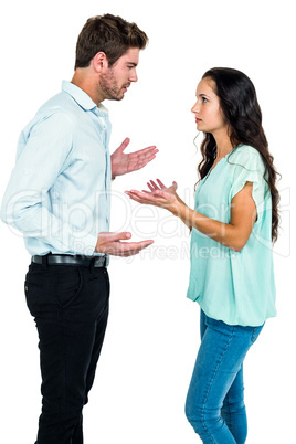 Unsmiling couple having argument