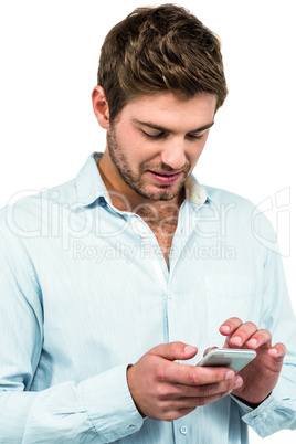 Handsome man using smartphone