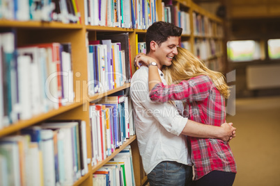 Student couple embracing each other