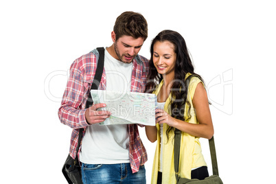 Couple holding map